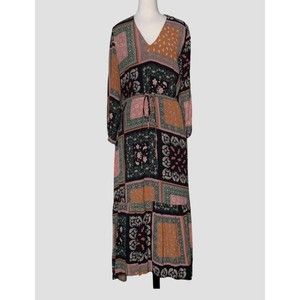 Marella Maxi Dress Cottage Black Gold Red Scarf Pattern 8